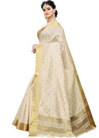 Vamika Weaving Cream Cotton Polyester Silk Saree (Kerala Tikki) | Grab2Buy