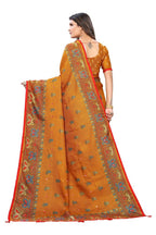 Vamika Mustard Jute Silk Mirror Work Saree | Grab2Buy
