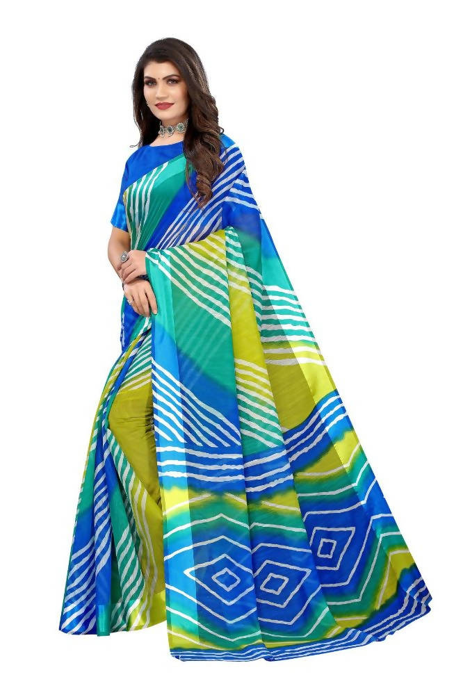 Vamika Blue Linen Satin Border Saree | Grab2Buy