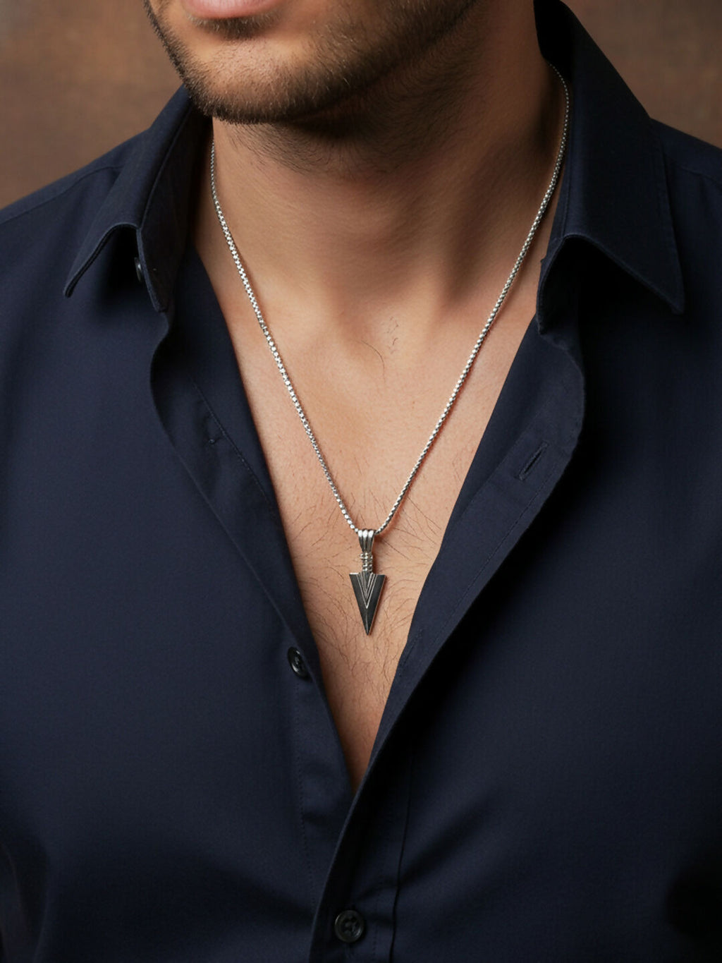 NVR Men's Arrow Shaped Silver Plated Pendant with Chain | Grab2Buy