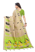 Vamika Brown Kalamkari Print With Jhalar Khadi Silk Saree (SHABRI GREEN) | Grab2Buy