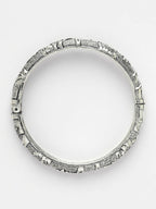 NVR Women's Set of 2 Silver-Toned German Silver Floral Oxidised Kada Bangle