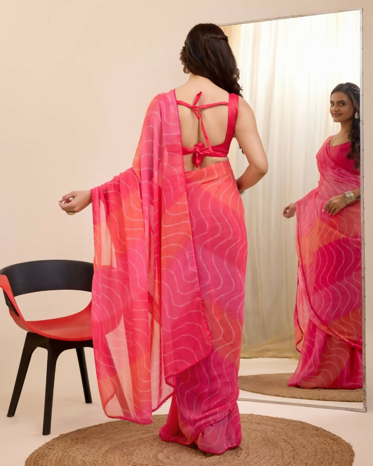 Gajri Georgette Designer Printed Ready To Wear Saree - Ibiza | Grab2Buy