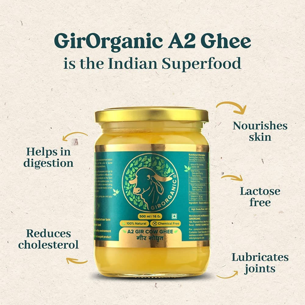 GirOrganic A2 Gir Cow Ghee - Pure A2 Gir Cow Ghee, Organic Grass Fed Ghee | Swadesiicart