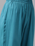 Yufta Women Teal Blue Solid Kurta with Trouser and Dupatta | Grab2Buy