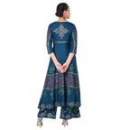 Aniyah Latest Cotton Block Printed Straight Kurta Blue Palazzo Set (AN-159K) | Grab2Buy