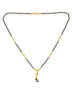 NVR Women's's Set of 2 Black Gold-Polished Beaded Mangalsutra With Ad Stone
