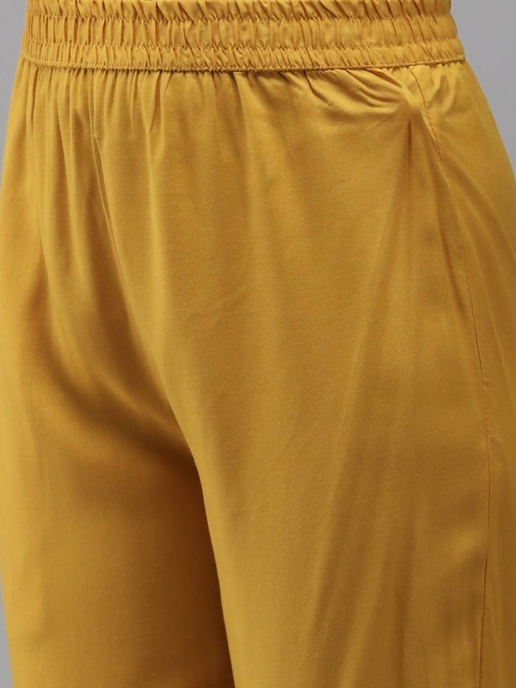 Yufta Women Yellow Floral Embroidered Regular Kurta with Palazzo & With Dupatta | Grab2Buy