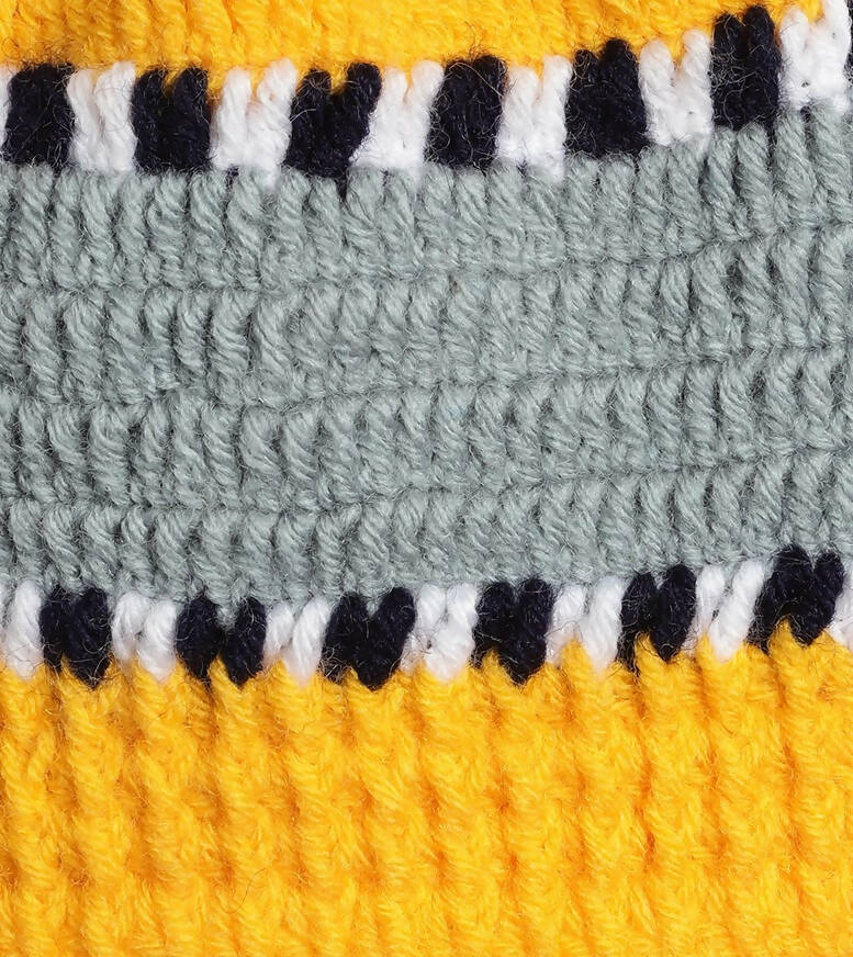 Chutput Kids Woollen Hand Knitted Self Desgin Detailed Cap - Yellow | Grab2Buy