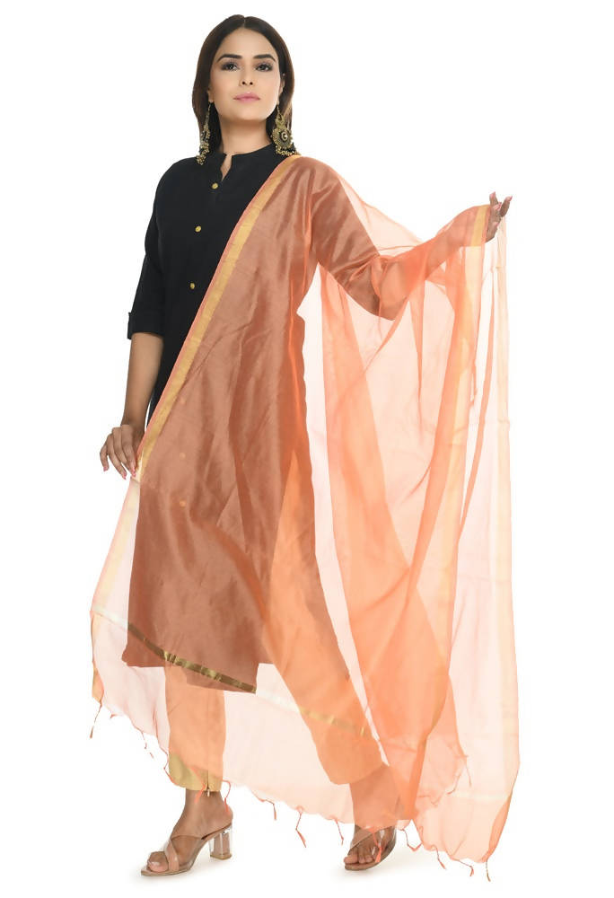 Mominos Fashion Peach Banarsi Piping Dupatta | Grab2Buy
