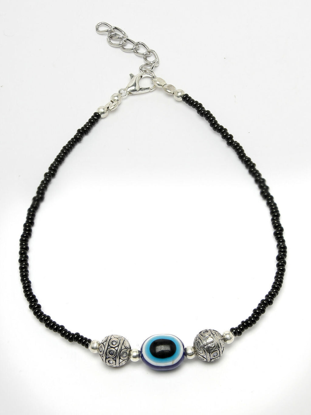 NVR Women Set of 2 Brass-Plated Stone-Studded & Evil Eye Beaded Anklet | Grab2Buy