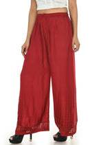 Mominos Fashion Moeza Reyon Cotton Maroon Color Cut Work Palazzo | Grab2Buy