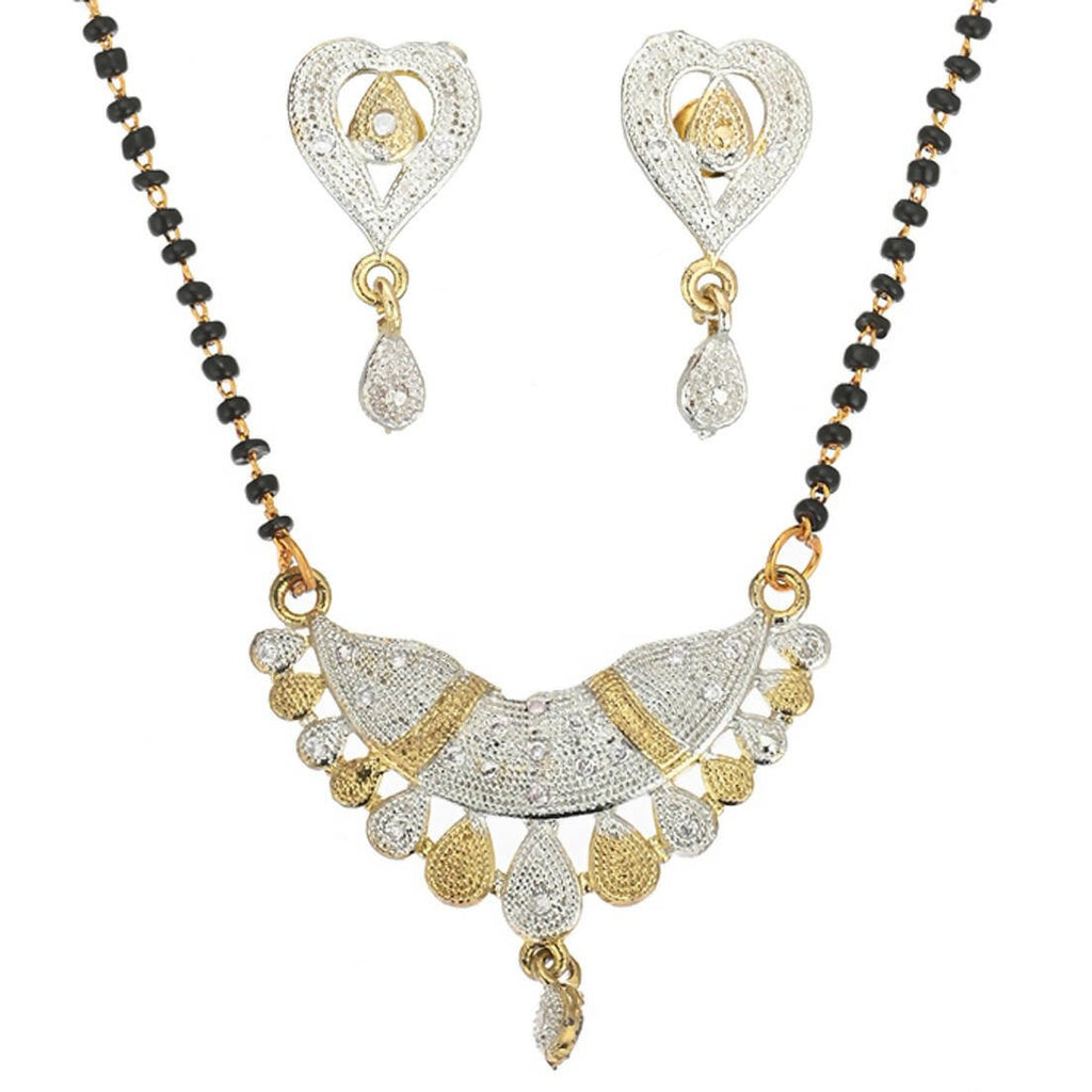 AanyaCentric Gold-Polished Mangalsutra Pendant Earring Set & Silver Plated Anklet | Grab2Buy