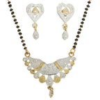 AanyaCentric Gold-Polished Mangalsutra Pendant Earring Set & Silver Plated Anklet | Grab2Buy