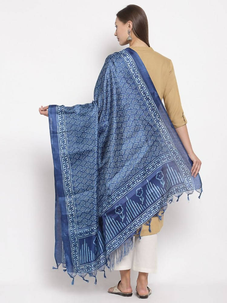 Myshka Women's Blue Cotton Print Casual Dupatta | Grab2Buy