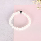 NVR Men & Women Transparent & White & Black Marbel Crystal Elasticated Bracelet | Grab2Buy