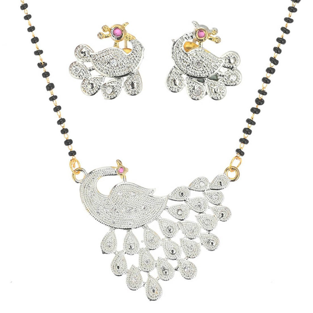 AanyaCentric Gold-Polished Mangalsutra Pendant Earring Set & Silver Plated Anklet | Grab2Buy
