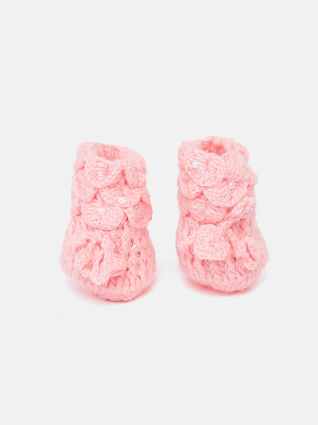 Chutput Kids Woollen Hand Knitted Self Desgin Detailed Booties - Pink | Grab2Buy