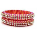 Pink Color Threaded and White Stone Bangles - Set of 2 Bangles | Grab2Buy