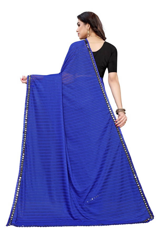Vamika Blue Malai Silk Printed Saree (Zigzag Blue) | Grab2Buy