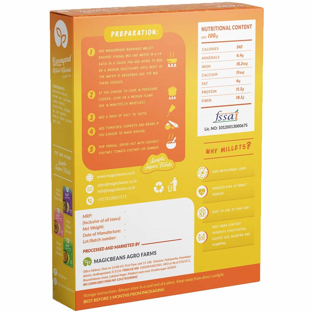 Magicbeans Barnyard Millet Khichdi / Pongal Mix | Grab2Buy