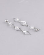 VOJ Women Silver Plated Flower Beads Drop Studs Earrings