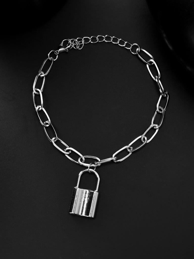 VOJ Mens Silver Plated Lock Bracelet | Grab2Buy