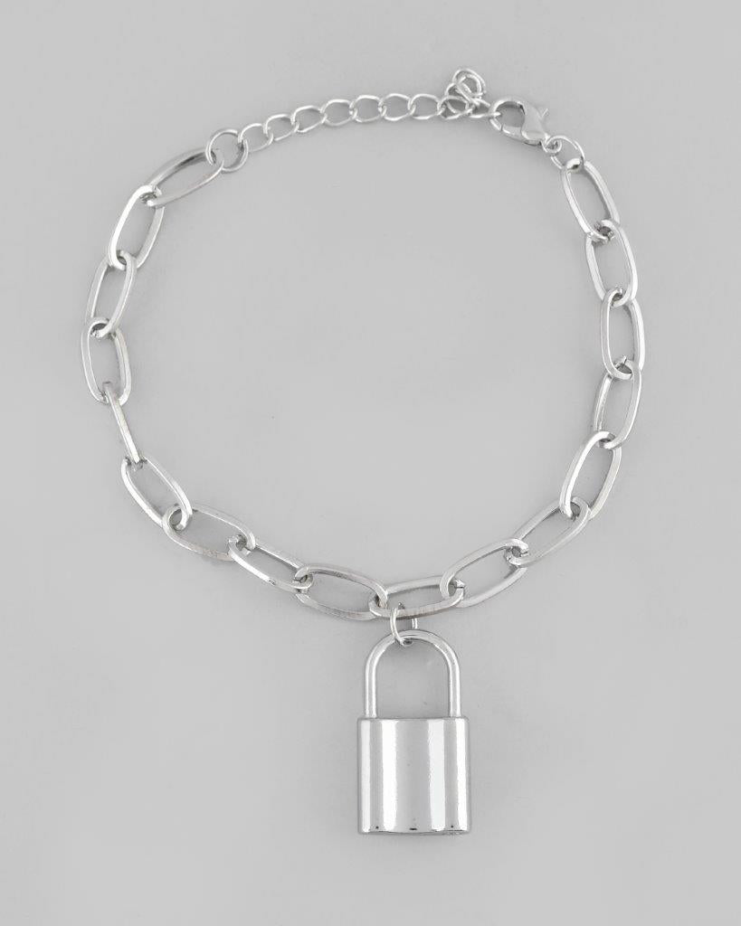 VOJ Mens Silver Plated Lock Bracelet | Grab2Buy