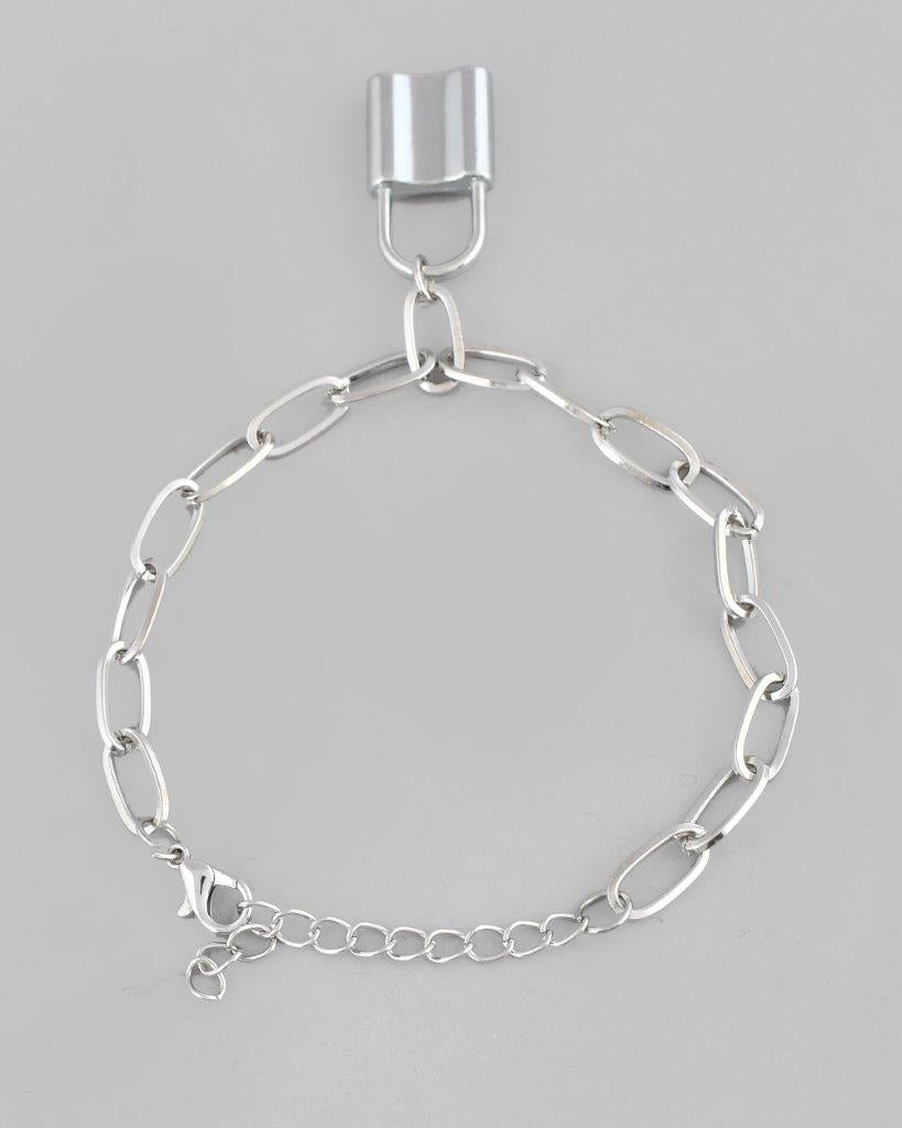 VOJ Mens Silver Plated Lock Bracelet | Grab2Buy