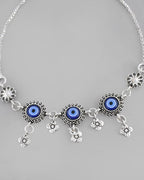VOJ Pack of 2 Silver Plated Evel Eye Anklets