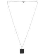 VOJ Men's Stainless Steel Silver Plated Chain With Square Shaped Pendant