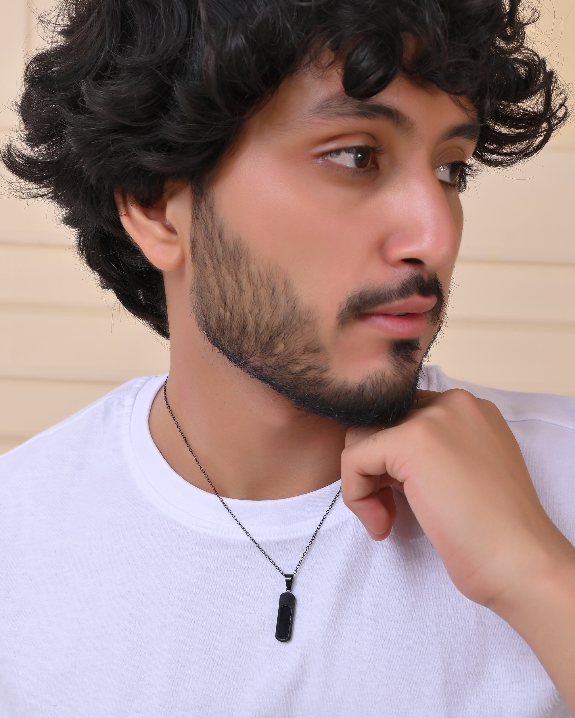 VOJ Men Stainless Steel Chain With Slab Pendant