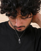 VOJ Men Silver-Plated Minimal Chain With Slab Pendant