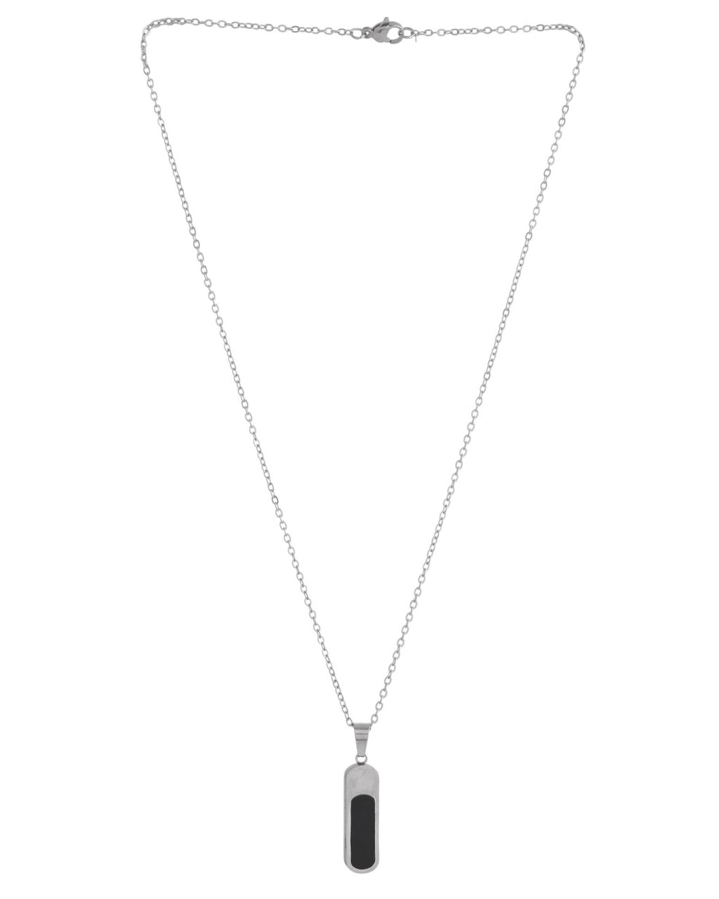 VOJ Men Silver-Plated Minimal Chain With Slab Pendant