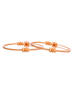 VOJ Set Of 2 Gold Polished Red Stone-Studded Bangles