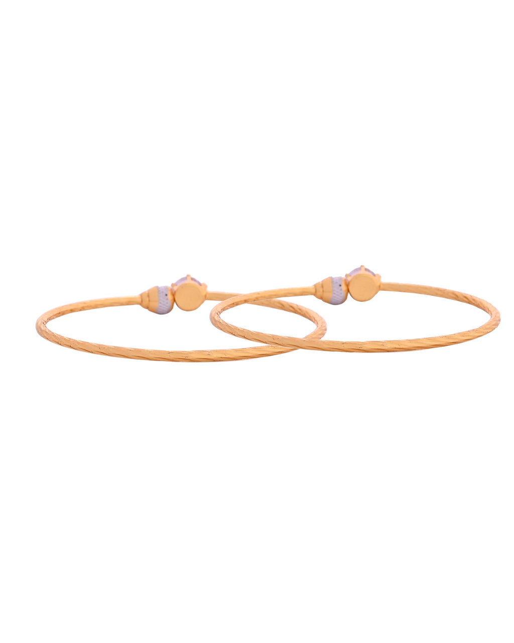 VOJ Set Of 2 Gold Polished Stone-Studded Bangles | Grab2Buy