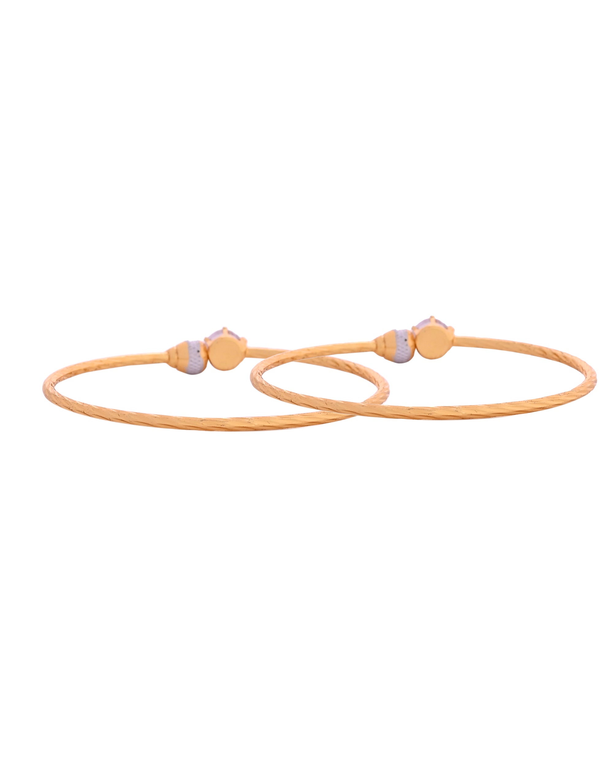 VOJ Set Of 2 Gold Polished Stone-Studded Bangles | Grab2Buy