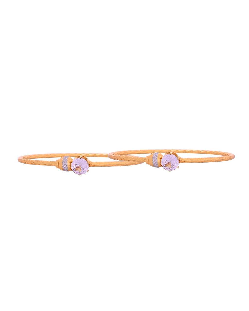 VOJ Set Of 2 Gold Polished Stone-Studded Bangles | Grab2Buy