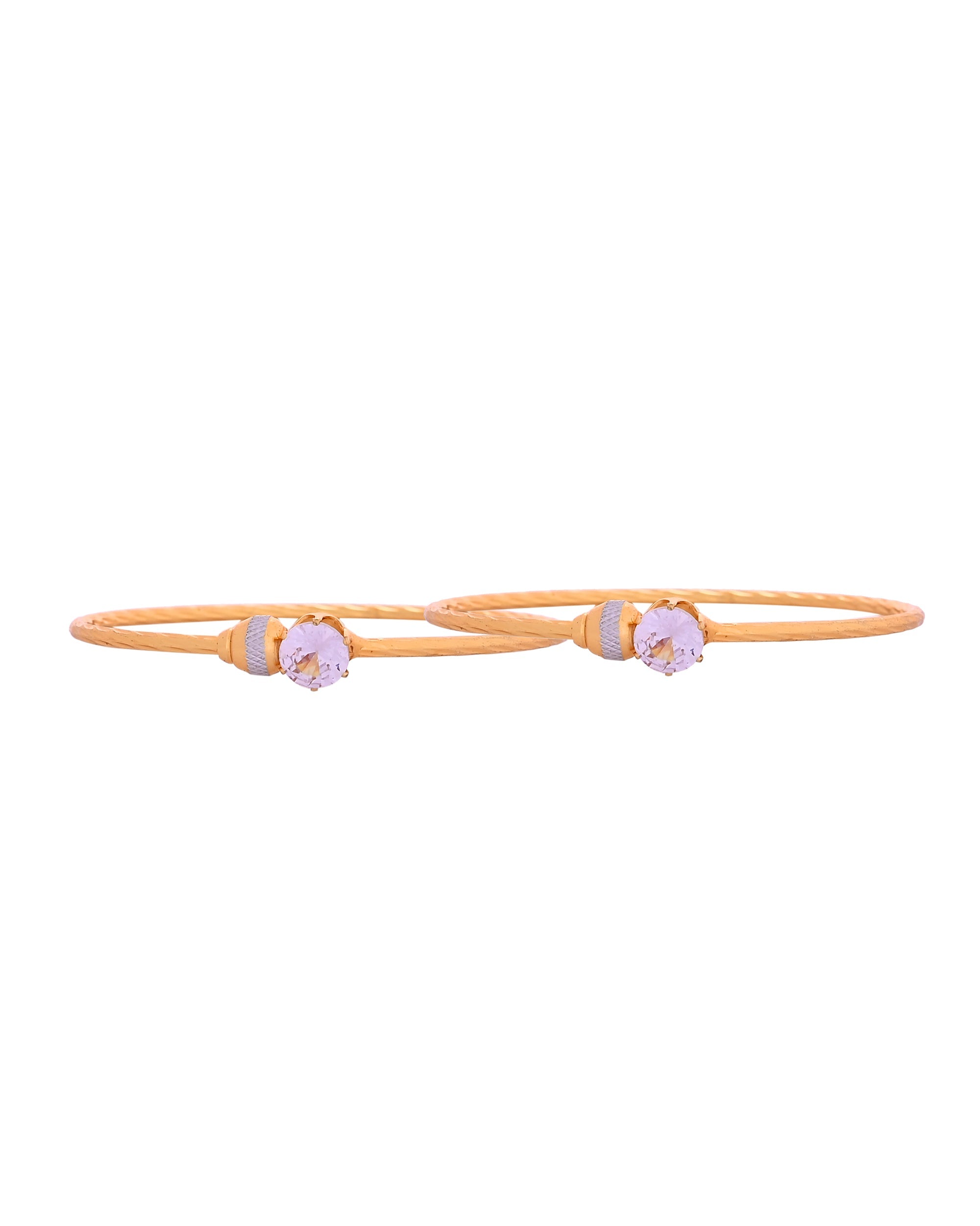 VOJ Set Of 2 Gold Polished Stone-Studded Bangles | Grab2Buy