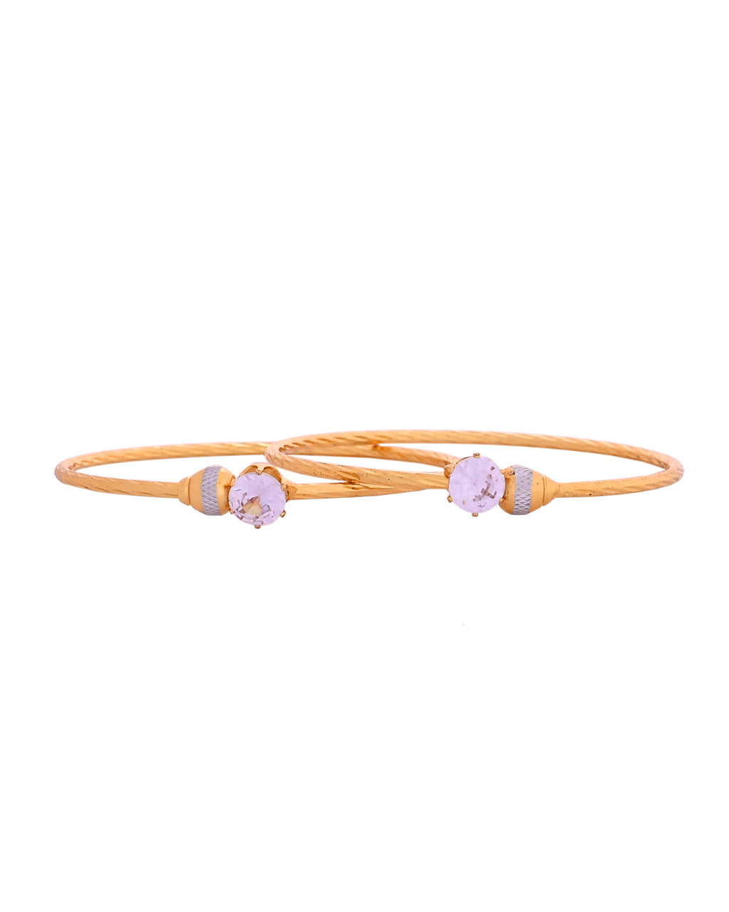 VOJ Set Of 2 Gold Polished Stone-Studded Bangles | Grab2Buy