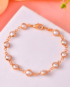 VOJ Rose Gold Polished Pearl Studded Bracelet
