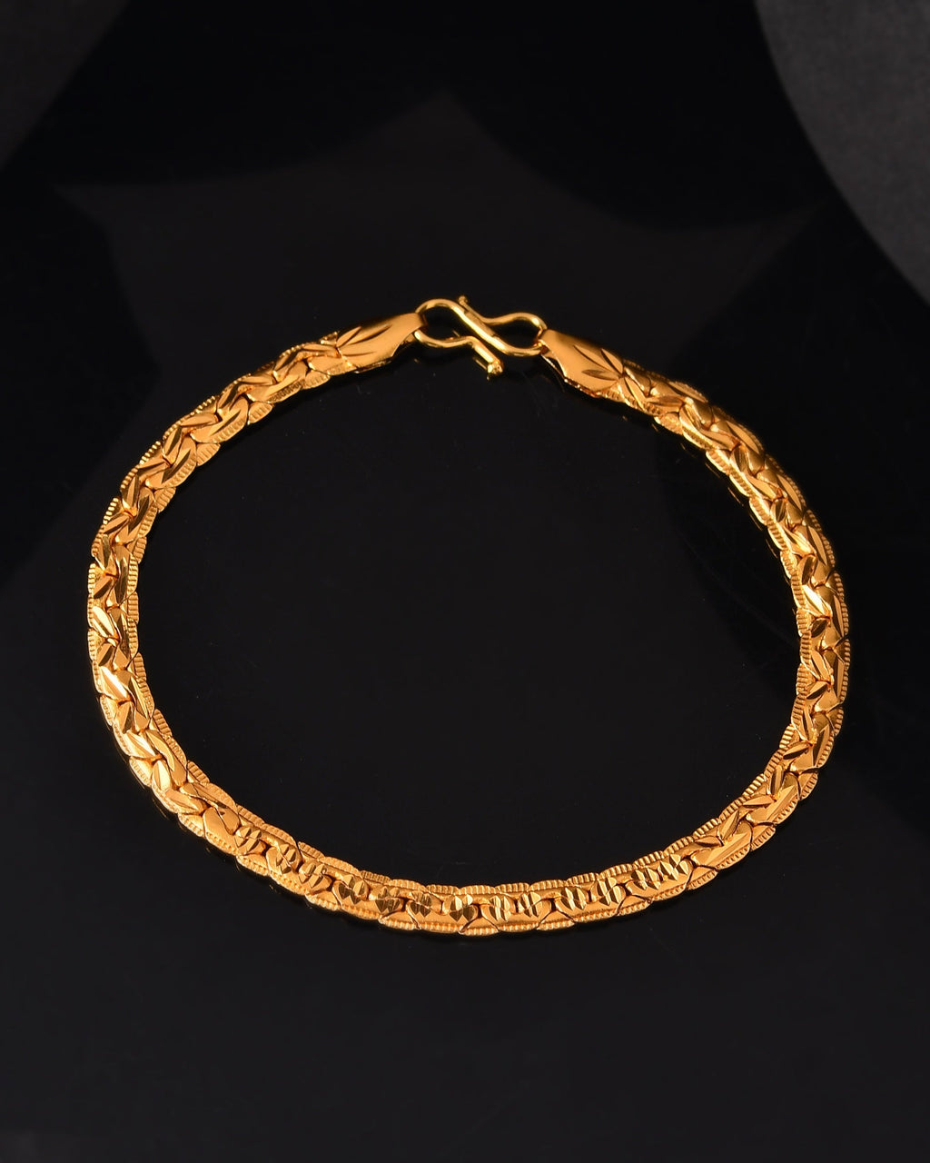 VOJ Gold Polished Designer Handcrafted Bracelet