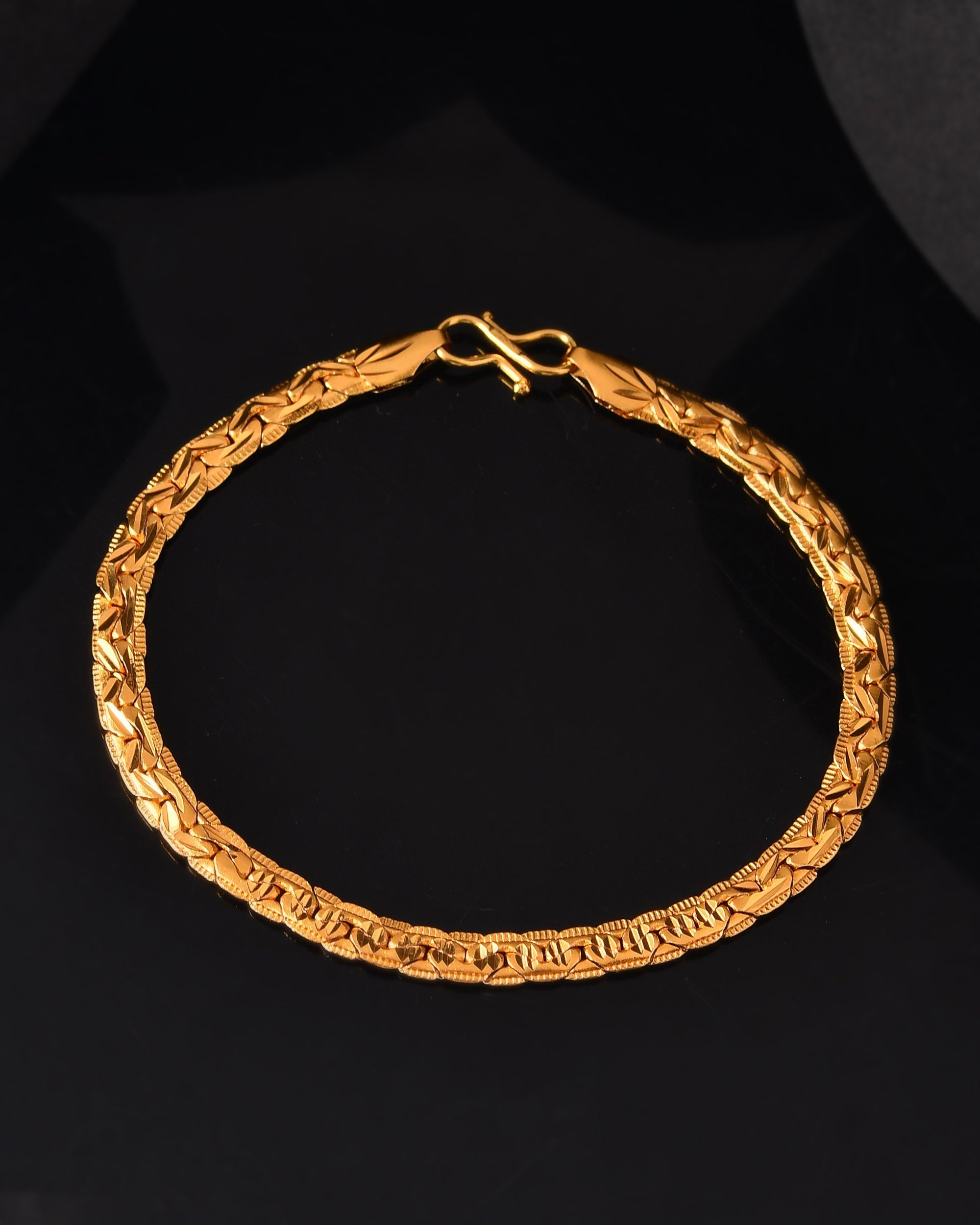 VOJ Gold Polished Designer Handcrafted Bracelet