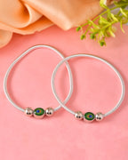 VOJ Set of 2 Silver Plated Elasticated Evil Eye Anklet