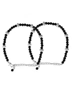 VOJ Set of 2 Silver Plated Artificial Beads Studded Anklet | Grab2Buy