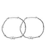 VOJ Set of 2 Stainless Steel Handcrafted Anklet