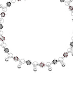 VOJ Set of 2 Silver Plated Floral Designed Meenakari Anklet
