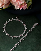 VOJ Set of 2 Silver Plated Floral Designed Meenakari Anklet