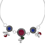 VOJ Set of 2 Silver Plated Circular Designed Stone Studded Anklet | Grab2Buy
