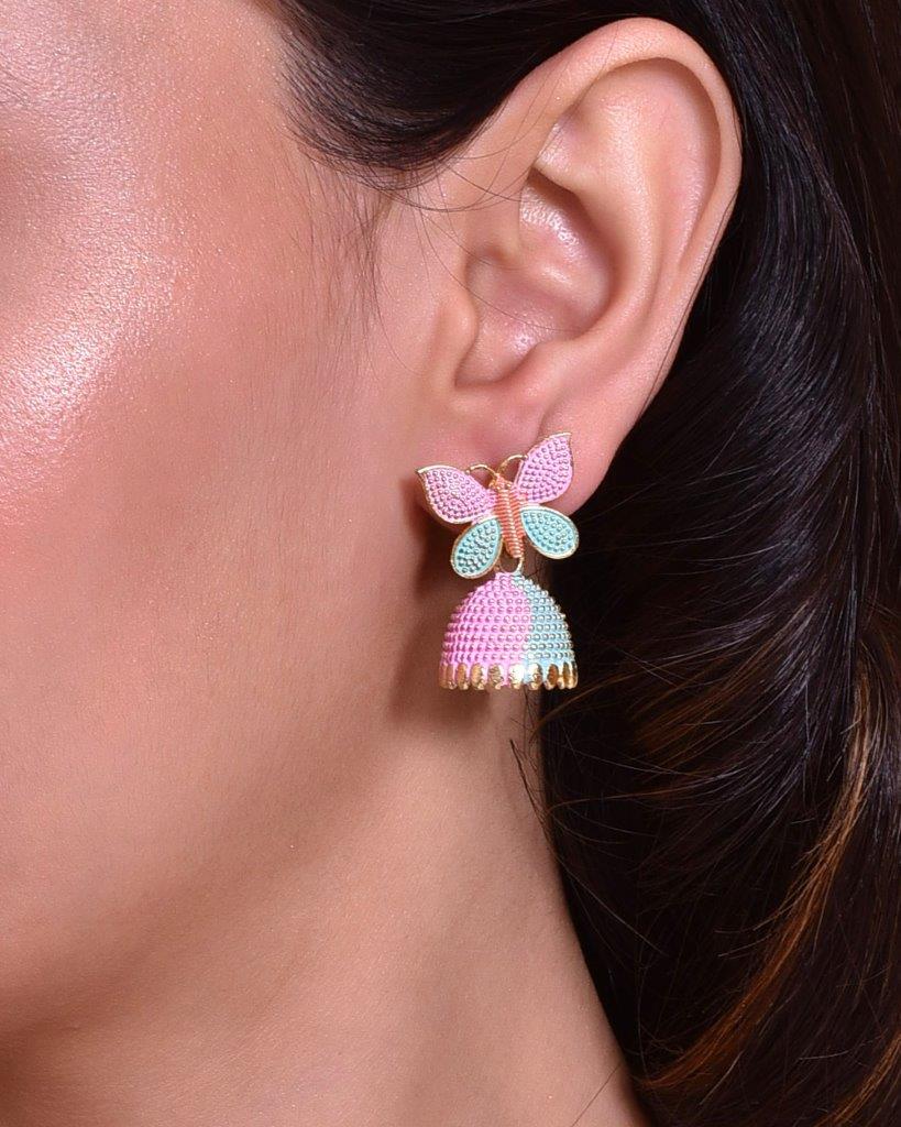 VOJ Multi Color Butterfly Contemporary Jhumka Earrings | Grab2Buy